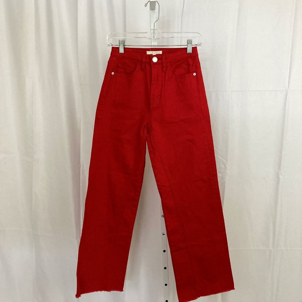 Maje Nordstrom NEW Women's Size 34 Bright Red Wide Leg Denim Jeans NWT